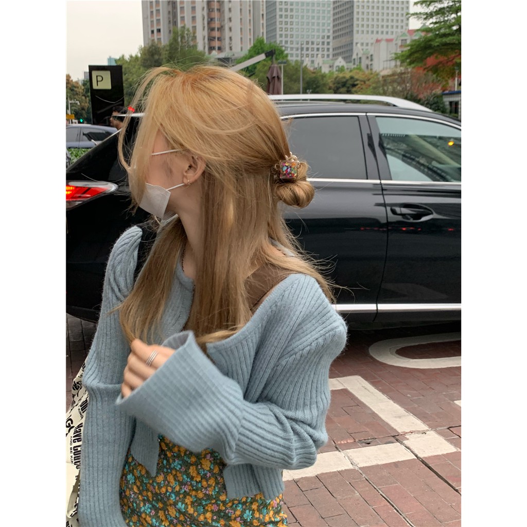 [ CÓ SẴN ] Set đầm hoa Ferrax dáng suông + áo khoác Cardigan xanh | BigBuy360 - bigbuy360.vn