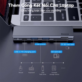 Hub Type C Chuyển Đổi 5 Trong 1 Baseus Harmonica Usb 3.0, Tf/sd Card Reader, Type C Pd Adapter Cho Macbook/ Ipad/ Laptop
