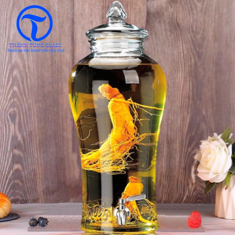 Bình thủy tinh 6 lít sâm chân mây có van & không van