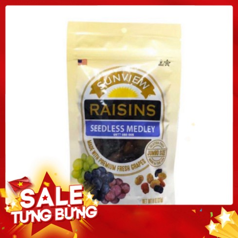 Giá rẻ nhất Nho Mỹ khô Sunview Raisin 227g (thập cẩm rất ngon, trang trí bánh đẹp)