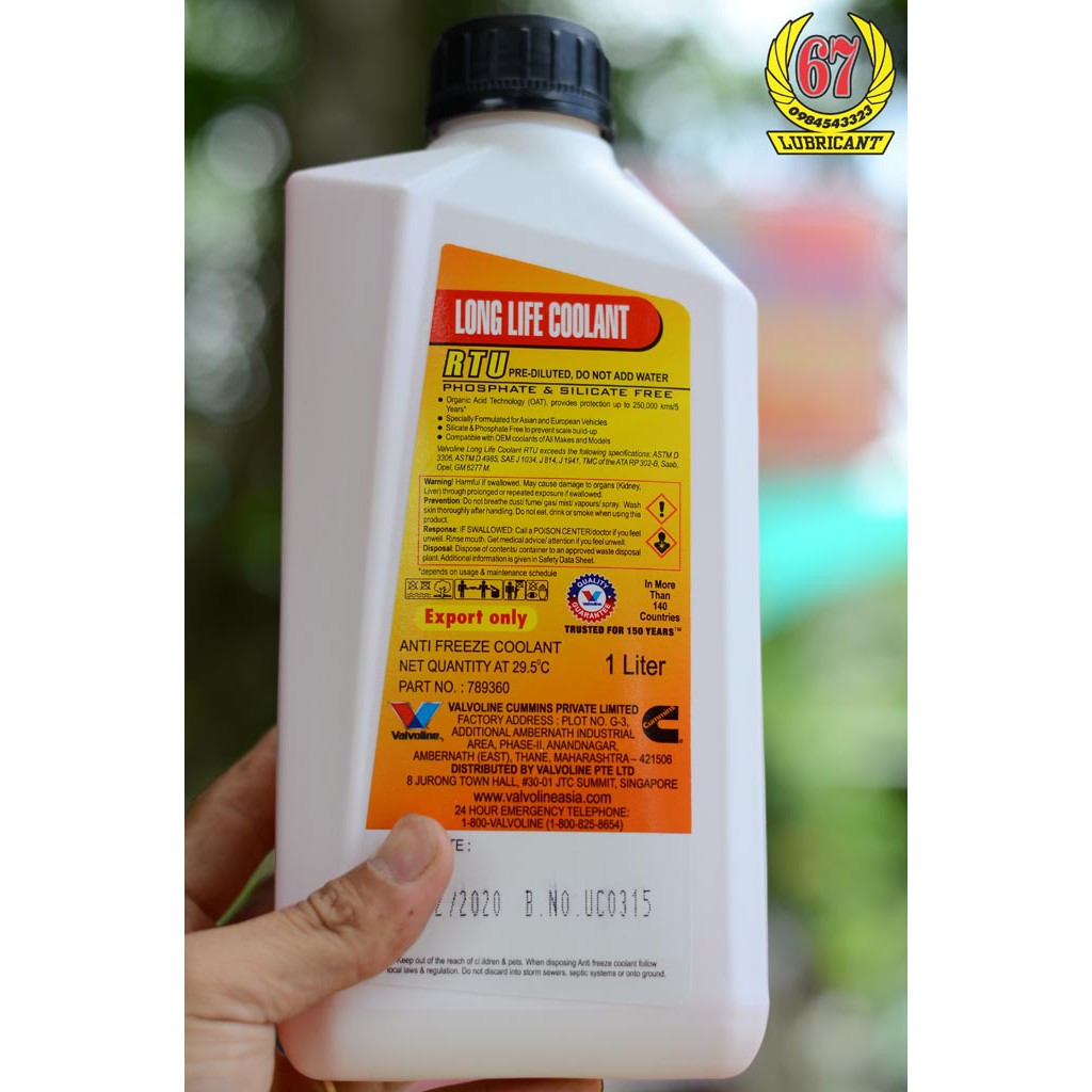 NƯỚC MÁT VALVOLINE Long Life Coolant pha sẵn nước đỏ 1L