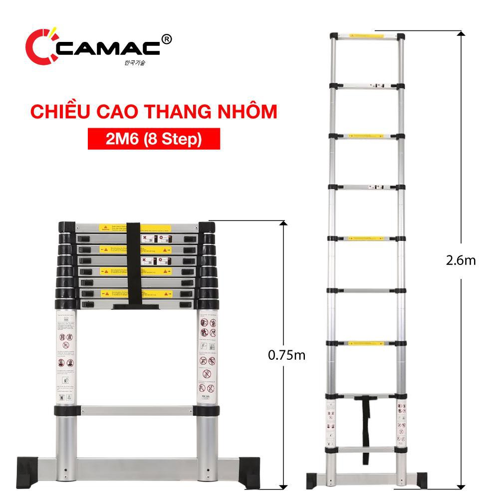 Thang nhôm rút đơn cao cấp 2.6m PRO CAMAC Hàn Quốc. Kiểm tra hàng trước khi nhận sản phẩm. Bảo hành 24 tháng tại hãng