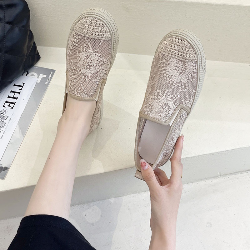 Giày lười IELGY phối ren rỗng thoáng khí thời trang cho nữ
