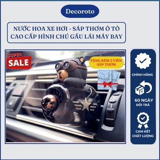Nước Hoa Ô Tô Mini Decoroto Chú Gấu Lái Máy Bay Siêu Ngầu Tặng 2 Viên Sáp Thơm - Phụ Kiện Dầu Thơm Xe Hơi Cao Cấp Giá Rẻ