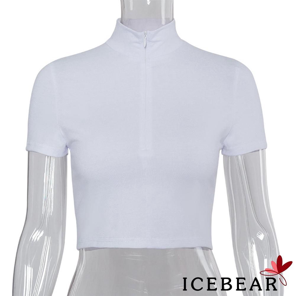 Áo Thun Tay Ngắn Phối Khoá Kéo Thiết Kế Quyến Rũ Cho Phái Nữ