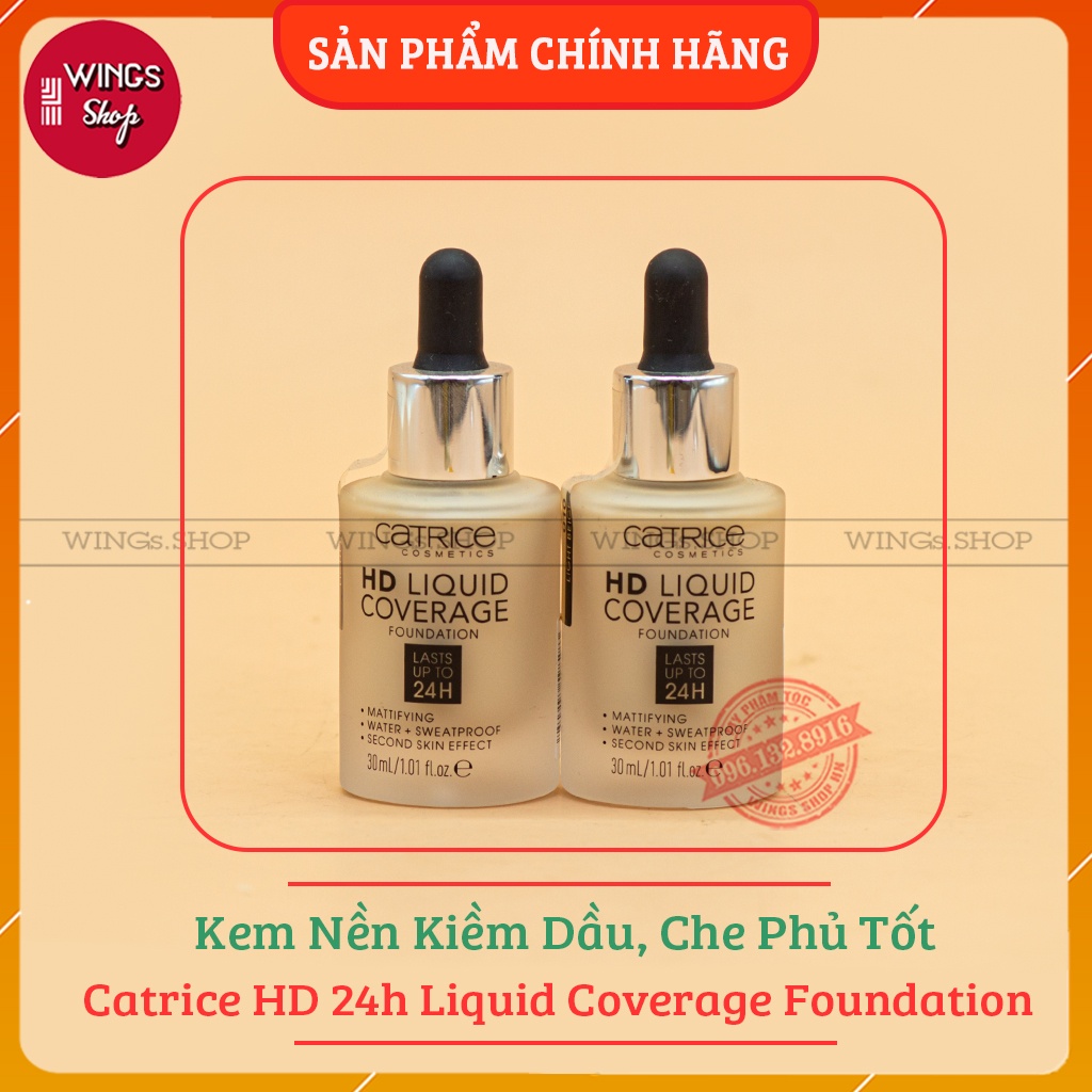 Kem nền kiềm dầu che phủ tốt Catrice HD 24h Liquid Coverage Foundation 30ml | Wings shop