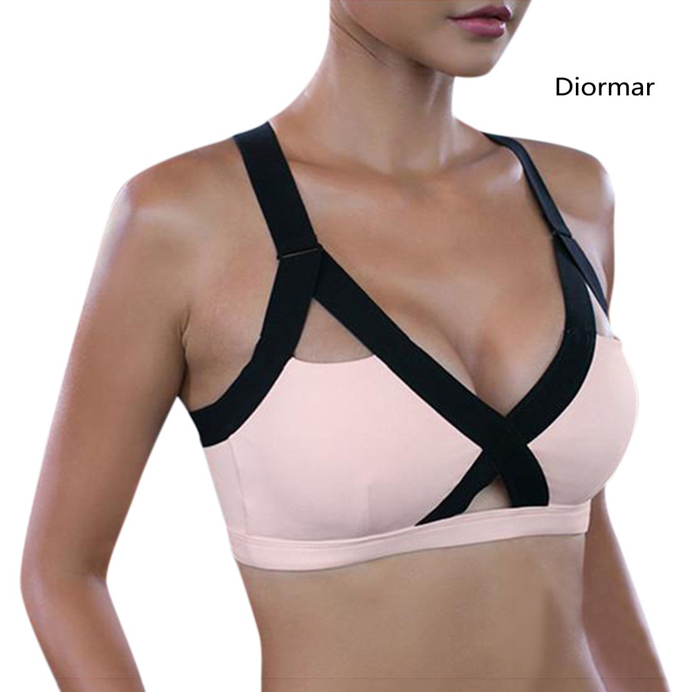 Áo Ngực Thể Thao Nữ Dây Chéo Có Đệm Màu