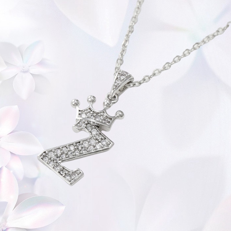 Vòng cổ Mặt 26 Chữ Cái Đính Đá Zircon Thời Trang Cho Nam Nữ