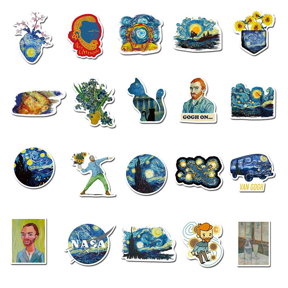 JOJO· Bộ Hình Dán Chống Thấm van Gogh, 40 tờ/bộ