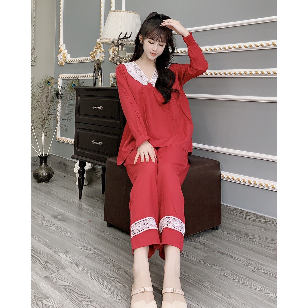 bộ bầu dài bầu cổ ren, khoá ti lụa sau sinh