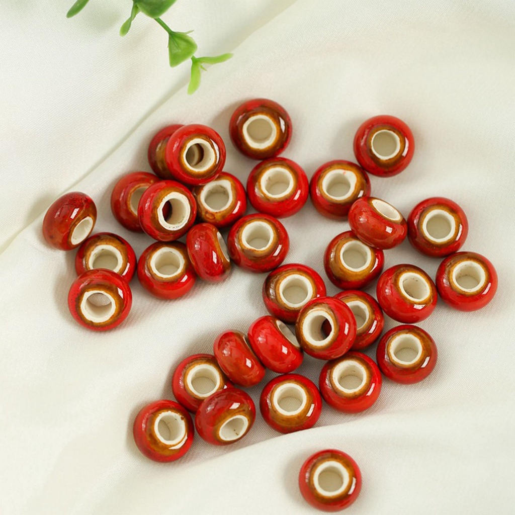 1 [Fenteer1] Set 50 Hạt Gốm Nhiều Màu Sắc Lỗ Lớn Làm Trang Sức Nhẫn Thủ Công