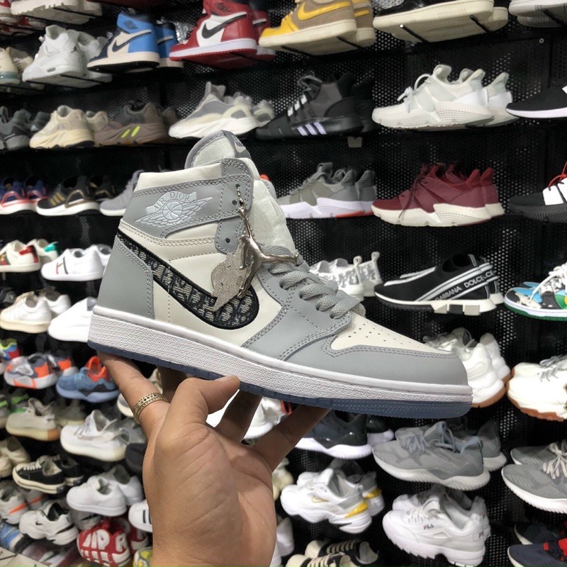 [Bản trung] Giày jordan 1 xám dior, giày jd 1 xám dior cổ thấp cao hàng cao cấp full box bill hãng | BigBuy360 - bigbuy360.vn