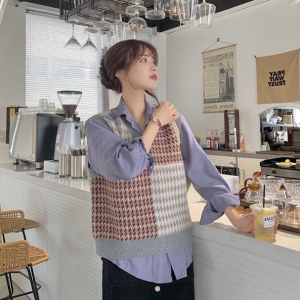 Gile Len Nữ GUMAX Ullzang, Áo Gile Len Cổ Chữ V Hàng Quảng Châu Thời Trang Cao Cấp | BigBuy360 - bigbuy360.vn