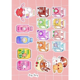 Tấm sticker cơ hộp sữa trắng trí đang iu