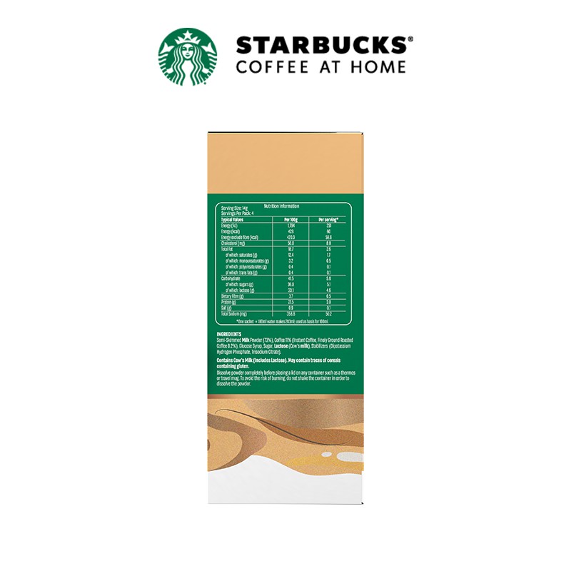 Cà phê hoà tan cao cấp Starbucks Caffè Latte (Hộp 4 gói x 14g)