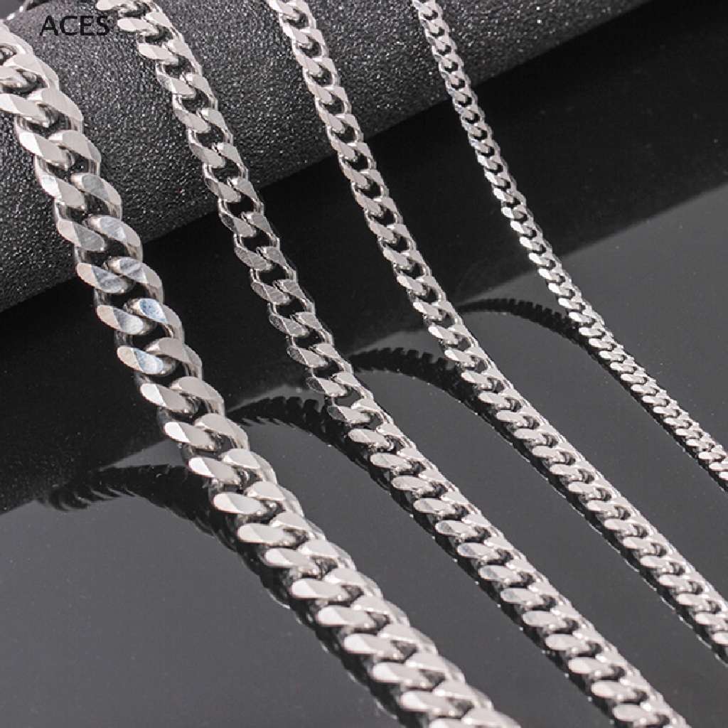 AC Size 4-6mm Men's Necklace Stainless Steel Cuban Link Chain Hip Hop Jewelry Gift ES