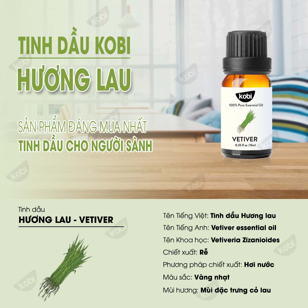 Tinh dầu Hương Lau Kobi Vetiver essential oil giúp giảm lo âu, phiền muộn, tăng cường miễn dịch - 10ml