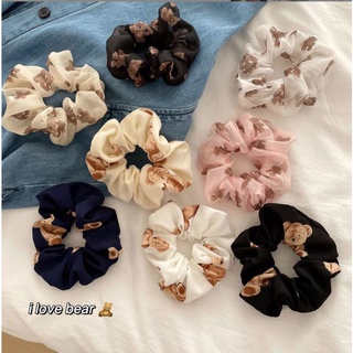 Dây chun nịt buộc tóc vải hình gấu, caro dễ thương lila chunvaigau08