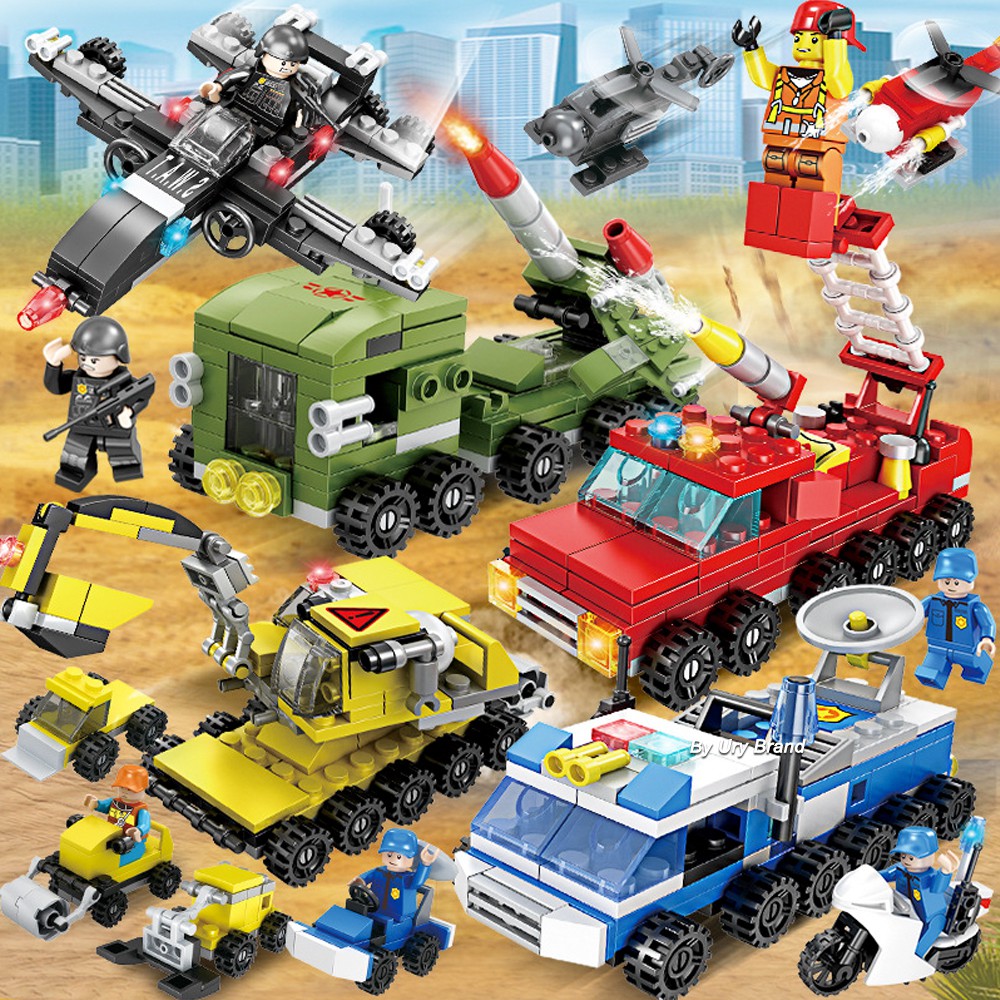 [Mã LIFETOYS1 giảm 30K đơn 99K] Bộ 6 Món Đồ Chơi Lego Lắp Ráp Xe Tải/Xe Cứu Hỏa/Xe Cứu Hỏa Màu Vàng Độc Đáo