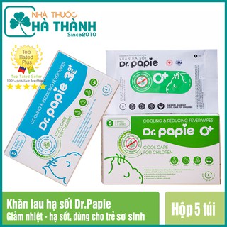 [ CHÍNH HÃNG] Khăn lau hạ sốt Dr Papie 3m - Hộp 25 tờ