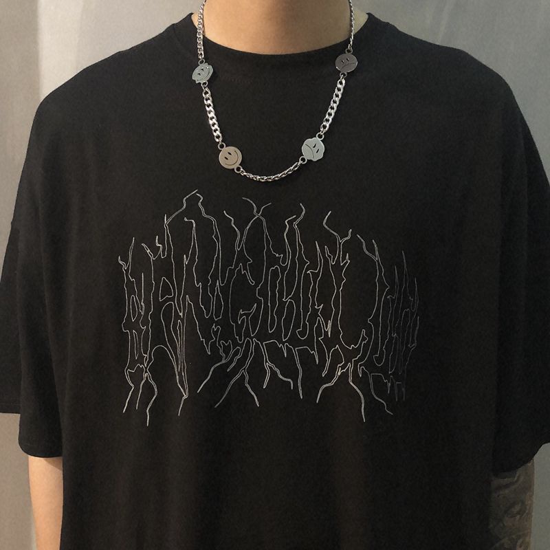 vòng cổ Thép Titan Mặt Cười Dễ Thương Phong Cách Hip Hop