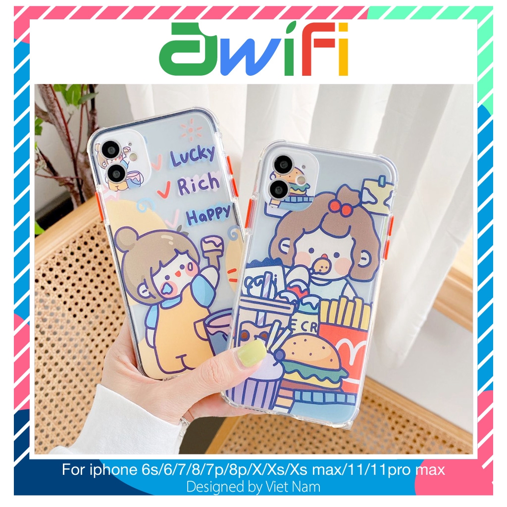 Ốp iphone - Ốp lưng 2 cô gái cute trong 4 góc 6s/6splus/7/8/7plus/8plus/x/xs/xsmax/11/11promax - Awifi Case V2-11