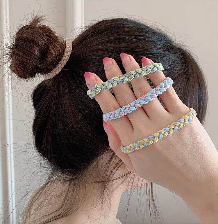 HANDMADE Thun Buộc Tóc Bện Dây Xinh Xắn Dành Cho Nữ