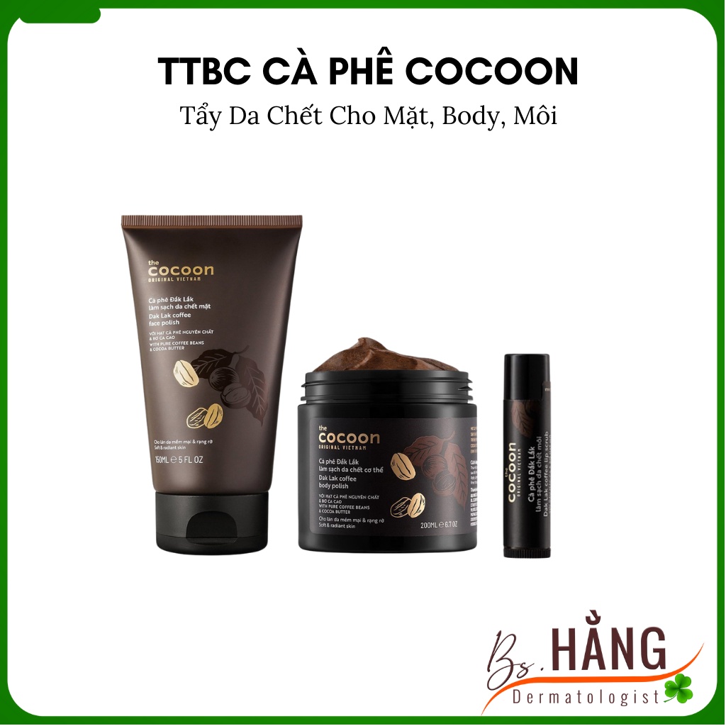 ✅[Chính Hãng] Tẩy Tế Bào Chết Cocoon Cà Phê Đắk Lắk Cho Da Mặt, Da Body, Da Môi