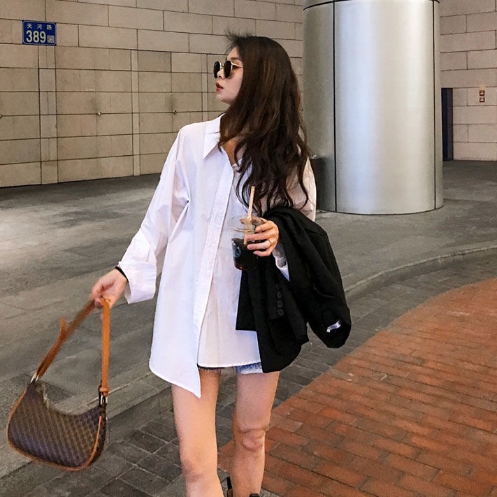 Áo sơ mi tay dài cổ chữ V thời trang Hàn Quốc dành cho nữ