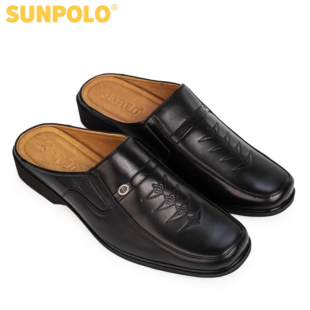 Giày sapo nam Da bò cao cấp SUNPOLO Màu Đen - SPO008