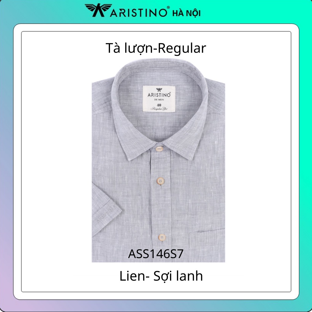 Áo sơ mi nam ngắn tay Aristino sợi lanh nhanh khô-regular-màu xám ASS146S7 (Size 40/41/42)