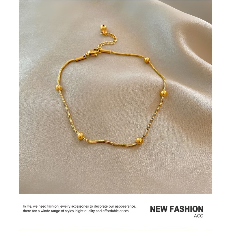 Lắc chân nữ titan simple vàng hồng H14-109 - CAM KẾT KHÔNG GỈ, KHÔNG BAY MÀU - BẢO HÀNH 12 THÁNG