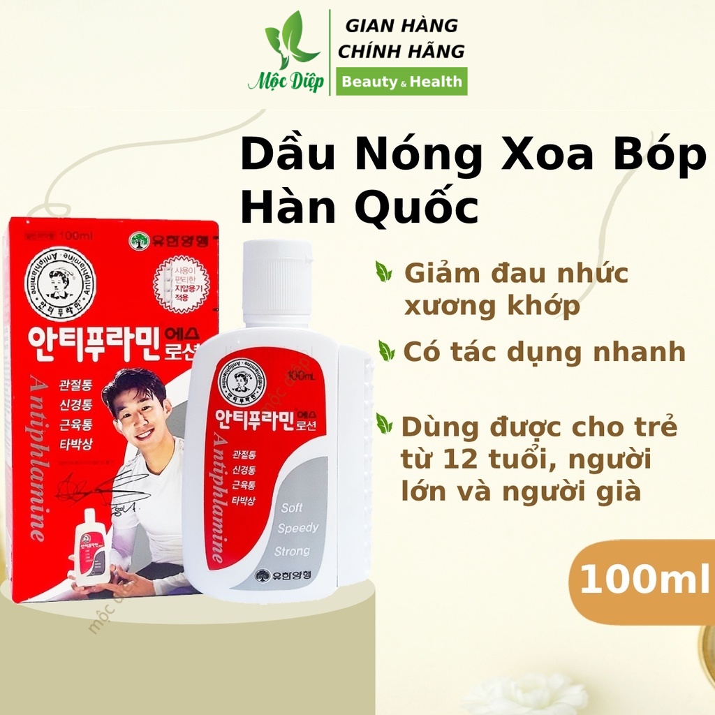 Dầu nóng xoa bóp Hàn Quốc Chính Hãng Antiphlamine 100ml - Mộc Diệp