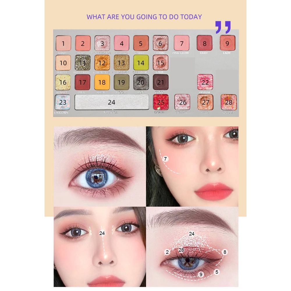Bảng Phấn Mắt Có 28 Màu Sắc Hiệu Ứng Lì / Ánh Nhũ Kết Hợp Trang Điểm Kháng Nước Và Chống Nhòe Tiện Dụng | BigBuy360 - bigbuy360.vn