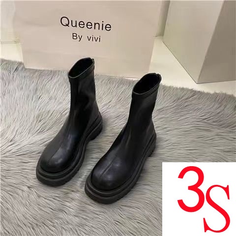 Giày Bốt Martin Đế Dày Co Giãn Kiểu Pháp Mẫu Mới 2021 Thời Trang Mùa Thu Cho Bạn Gái