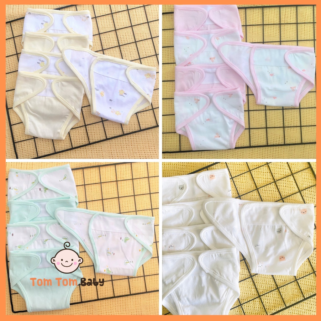 Set 5 tã vải sơ sinh cotton Sweetie | Size 1,2,3 cho bé sơ sinh - 9kg | Miếng dán bo viền, chất vải mềm mịn