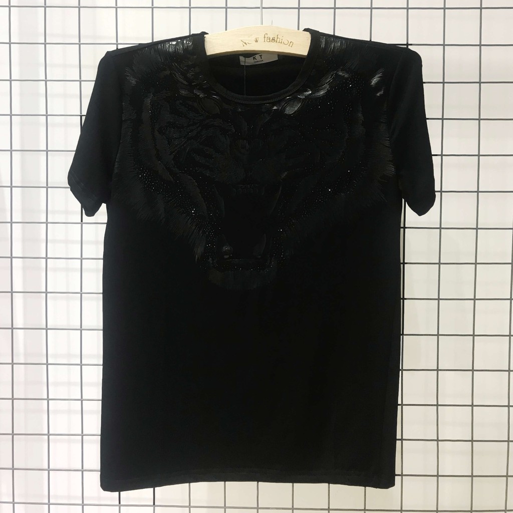 Áo thun đen mặt hổ sợi cotton 100% cao cấp - Áo cộc tay mặt hổ 2019
