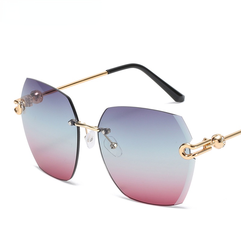 (YUZHU) Kính Râm Không Viền Vuông Màu Gradient Thời Trang Đi Biển Ngoài Trời