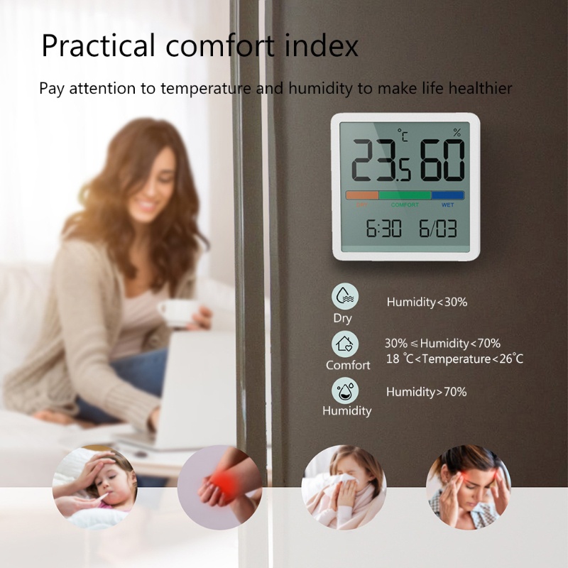 Đồng Hồ Kỹ Thuật Số Để Bàn Đo Nhiệt Độ &amp; Độ Ẩm Không Khí