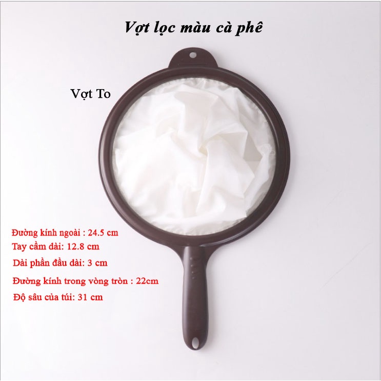 Vợt lọc trà vải, quai inox, nhiều kích thước, vợt lọc màu cà phê, HVL TEA