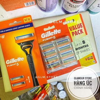 Dao cạo râu 5 lưỡi Gillette Fusion / Set 8 đầu thay của Úc chính hãng