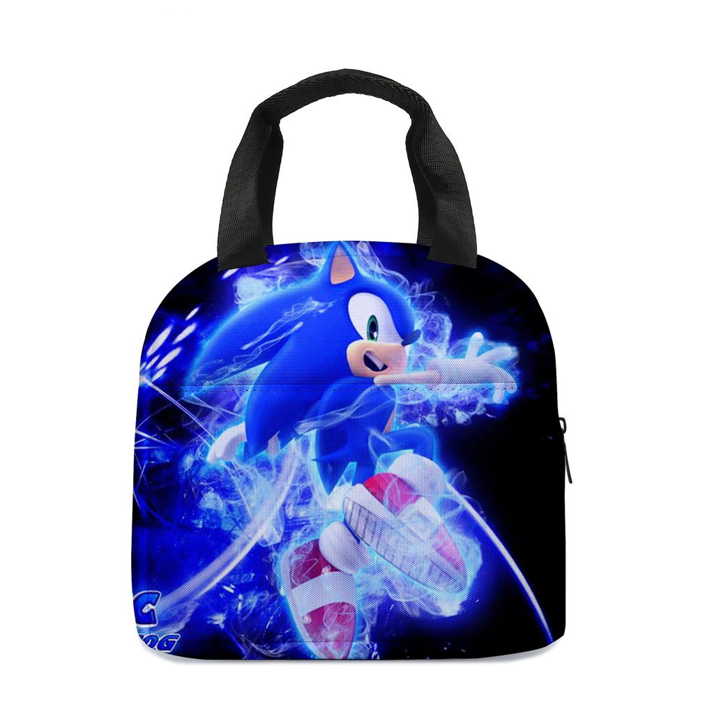 Túi Đựng Hộp Cơm Trưa In Hình Nhím sonic Hoạt Hình 3D Di Động Cho Bé