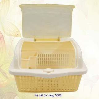 Kệ chén đa năng việt nhật 1 tầng - Kệ úp chén có nắp đậy tiện lợi