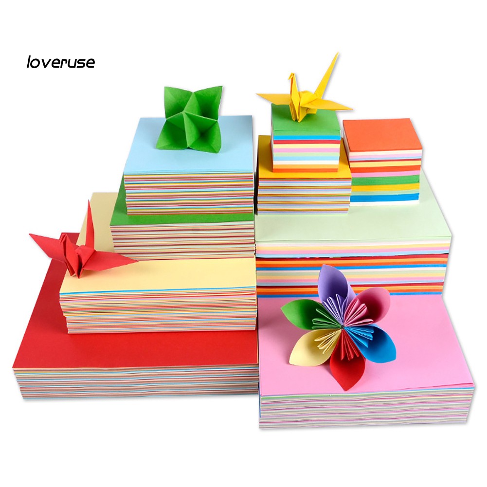 Xấp 100 giấy vuông xếp origami nhiều màu sắc