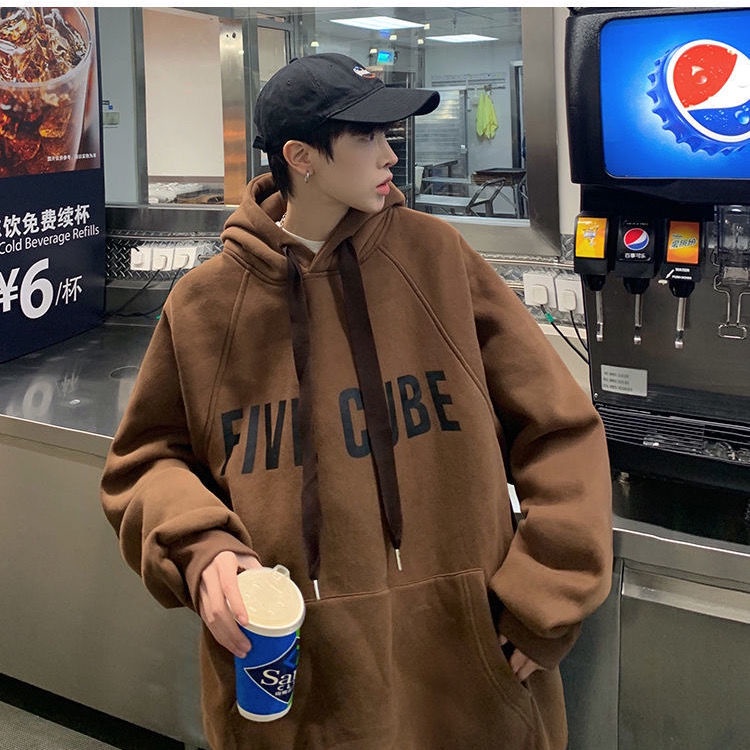 Áo Hoodie Thu Đông Dáng Rộng In Họa Tiết Phong Cách Hong Kong Cho Nam Giới Có Size S-4Xl Có 3 Phong Cách