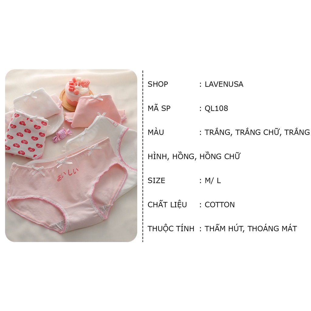 Quần lót nữ cotton kháng khuẩn hình anime dễ thương thấm hút tốt LAVENUSA QL108