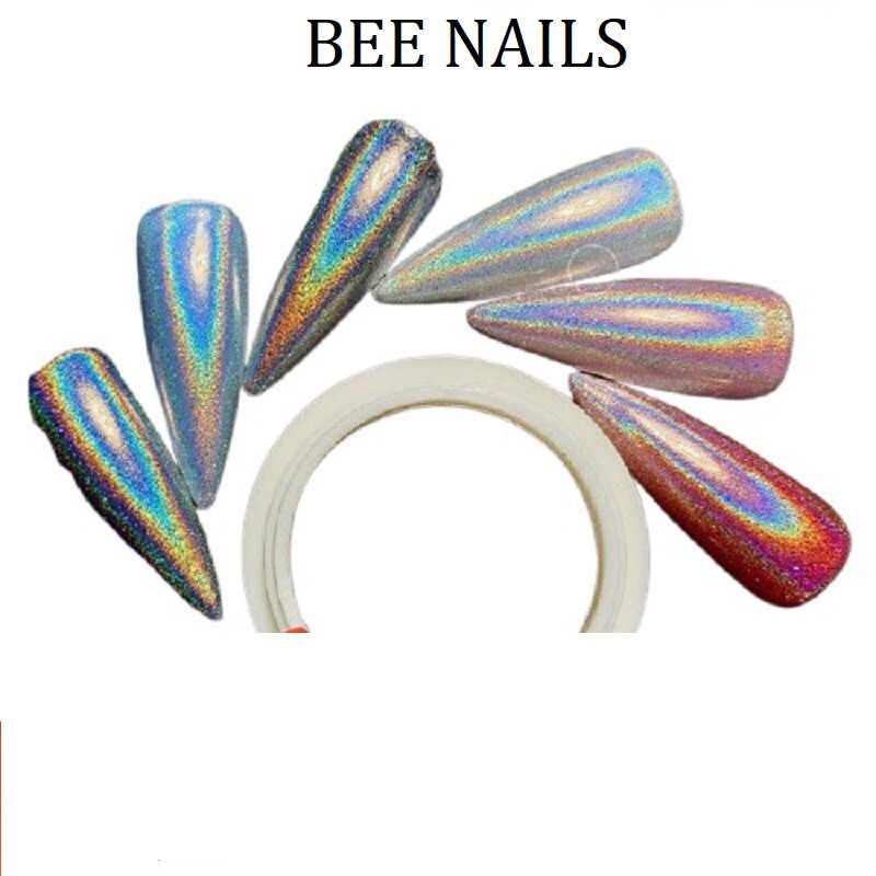 Nhũ tráng gương cầu vồng, bột tráng gương trang trí móng BEE NAILS shop