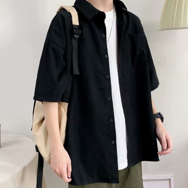 Áo Sơ Mi Nam Ngắn Tay Dáng Rộng áo sơ mi unisex Phong Cách Hàn Quốc áo sơ mi nữ Trẻ Trung sơ mi nữ form rộng thời trang áo sơ mi lụa nam