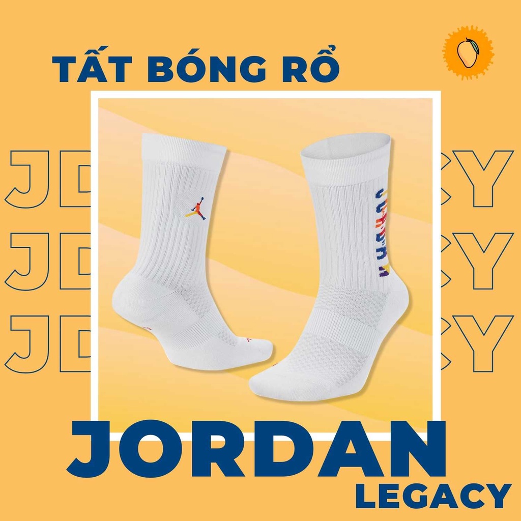Tất bóng rổ Jordan Legacy Crew màu đen/trắng