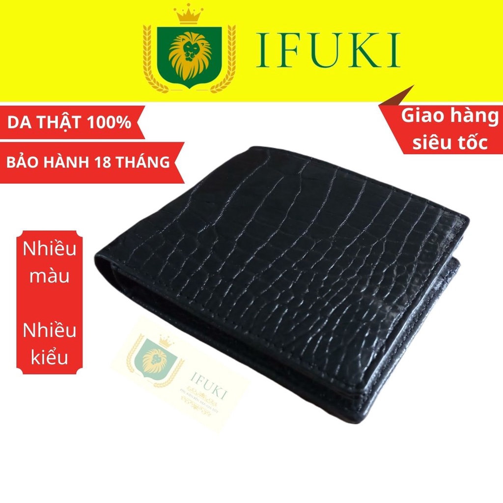 Ví da nam dáng ngang làm từ da cá sấu thật , cao cấp , nhỏ gọn , đẹp , dùng đựng thẻ , đựng tiền - IFUKI
